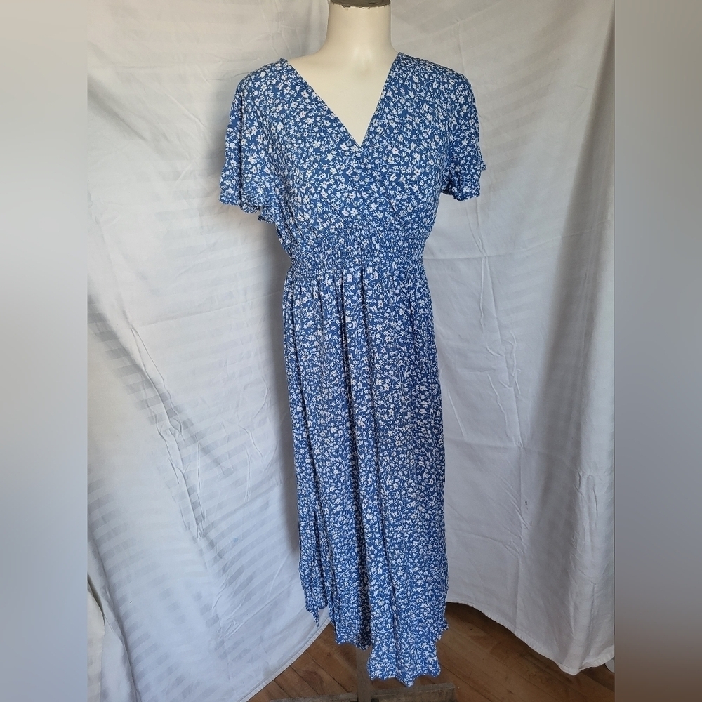 Shein Blue Floral Maxi Dress, Size XS